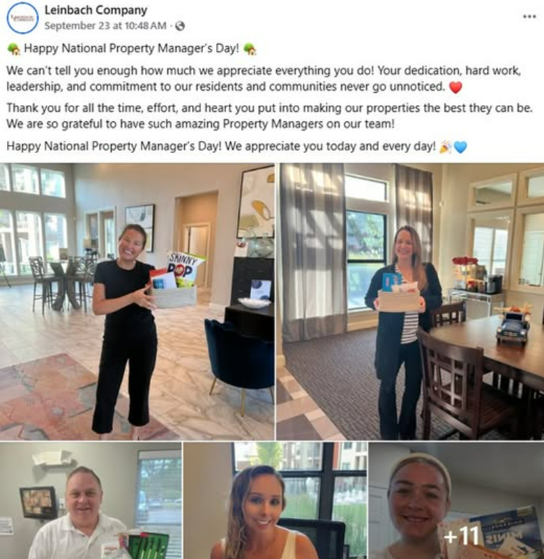 Love how Leinbach celebrated National Property Manager's Day!