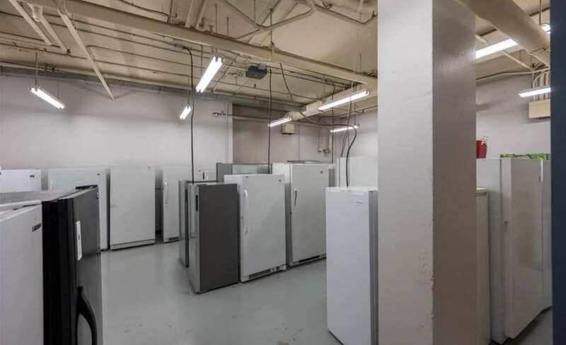 I've never seen this amenity before: An extra room for residents to keep a freezer.