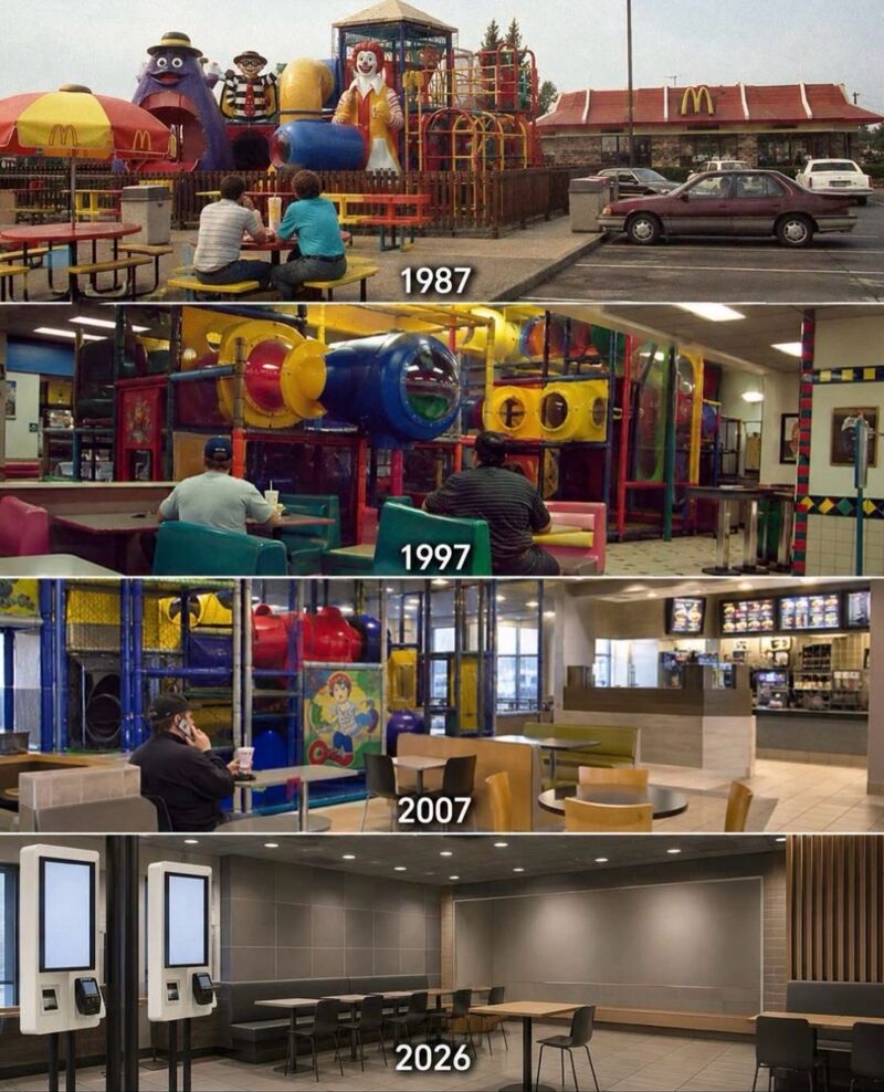 They “efficiented” out the fun.We need to leverage technology to enhance our experience, not replace it.Whether it is a McDonalds or an apartment community, understanding what we provide at our core is essential, and we don’t want to sacrifice that as we try to streamline our processes.--------------------------------------------------------Jennifer CooperThis image stopped me. And please leave good quality food out if it, because for kids, let’s be frank, it’s not about quality ingredients.Look at the evolution of McDonald’s over nearly 40 years. We gained kiosks, mobile ordering, drive-thru efficiency and convenience.But look at what we lost.The early restaurants weren’t just places to eat. For kids, they were a destination. For parents, they created a reason to stay. There was color, energy, play and an experience people actually remembered.There’s a lesson here for every industry, including homebuilding.We spend so much time optimizing the transaction, shortening the process and introducing technology that sometimes we accidentally engineer the emotion right out of the customer experience.Innovation should make things easier. But the best innovation also makes the experience better, more human and more memorable.Efficiency matters … but nobody reminisces about a kiosk.